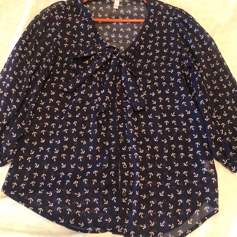 Blue and white anchor blouse
